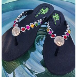 Ashley Beautiful Crystal Flip Flops Sandals SUPER COMFY Size 7
